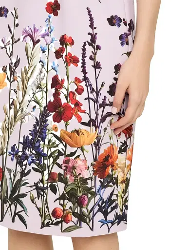 Teri Jon by Rickie Freeman Women's Floral Crepe Wide-Sleeve Knee-Length Dress | Thumbnail 5 Teri Jon by Rickie Freeman Women's Floral Crepe Wide-Sleeve Knee-Length Dress | Thumbnail 5