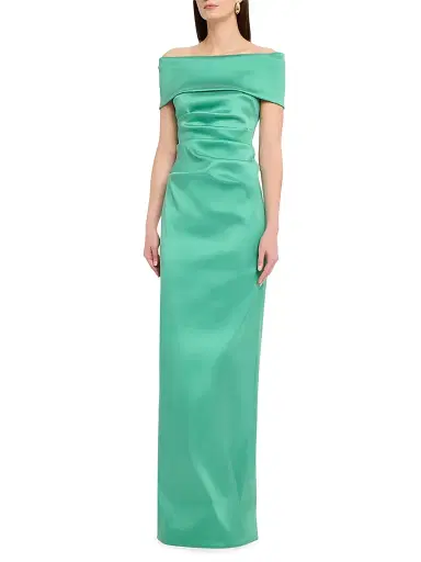 Teri Jon by Rickie Freeman Women's Off-the-Shoulder Mikado Column Gown | Thumbnail 3