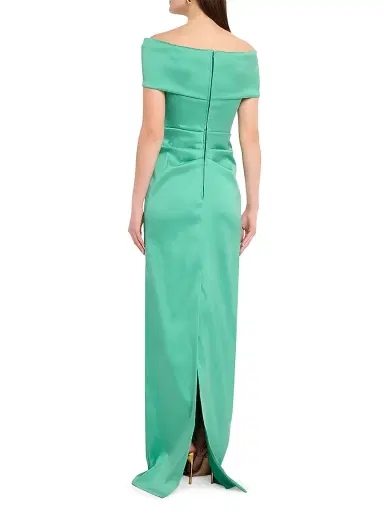 Teri Jon by Rickie Freeman Women's Off-the-Shoulder Mikado Column Gown | Thumbnail 4