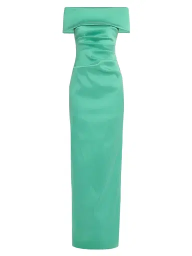 Teri Jon by Rickie Freeman Women's Off-the-Shoulder Mikado Column Gown | Thumbnail 1