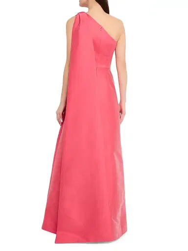Teri Jon by Rickie Freeman Women's Bow One-Shoulder Mikado A-Line Gown - Coral | Thumbnail 4 Teri Jon by Rickie Freeman Women's Bow One-Shoulder Mikado A-Line Gown - Coral | Thumbnail 4