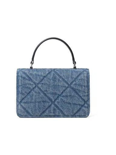 Tory Burch Women's Kira Mini Diamond-Quilted Denim Top Handle Bag | Thumbnail 4 Tory Burch Women's Kira Mini Diamond-Quilted Denim Top Handle Bag | Thumbnail 4