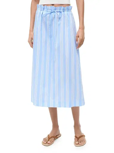 Staud Women's Shore Striped Stretch-Cotton Midi-Skirt - Ventura Stripe - Size Large | Thumbnail 2 Staud Women's Shore Striped Stretch-Cotton Midi-Skirt - Ventura Stripe - Size Large | Thumbnail 2