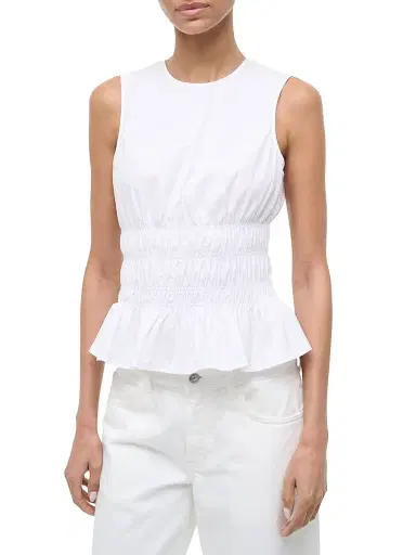 Staud Women's Culver Stretch-Cotton Peplum Top - White - Size XL | Thumbnail 3 Staud Women's Culver Stretch-Cotton Peplum Top - White - Size XL | Thumbnail 3