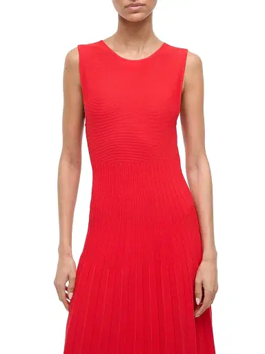 Staud Women's Elyse Pleated Midi-Dress - Red Rose - Size Large | Thumbnail 5 Staud Women's Elyse Pleated Midi-Dress - Red Rose - Size Large | Thumbnail 5