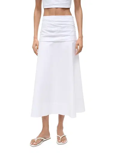 Staud Women's Sol Stretch-Cotton Midi-Skirt - White | Thumbnail 2 Staud Women's Sol Stretch-Cotton Midi-Skirt - White | Thumbnail 2