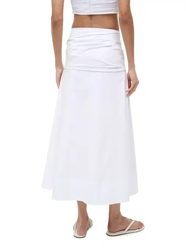 Staud Women's Sol Stretch-Cotton Midi-Skirt - White | Thumbnail 3 Staud Women's Sol Stretch-Cotton Midi-Skirt - White | Thumbnail 3