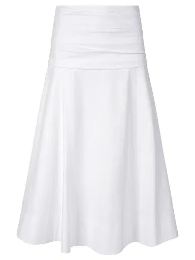 Staud Women's Sol Stretch-Cotton Midi-Skirt - White | Thumbnail 1 Staud Women's Sol Stretch-Cotton Midi-Skirt - White | Thumbnail 1
