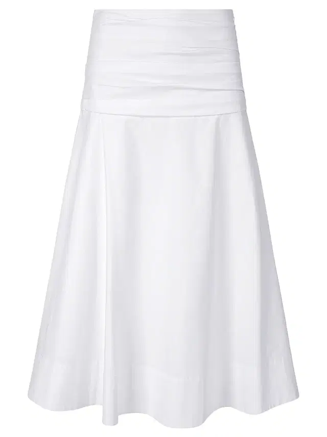 Women's Sol Stretch-Cotton Midi-Skirt - White
