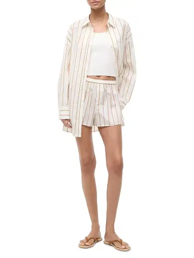 Staud Women's Kendy Striped Cotton-Blend Shirt - Solana Stripe - Size XL | Thumbnail 2 Staud Women's Kendy Striped Cotton-Blend Shirt - Solana Stripe - Size XL | Thumbnail 2