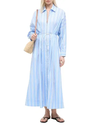Staud Women's Chi Striped Stretch-Cotton Midi-Dress - Ventura Stripe - Size Large | Thumbnail 2