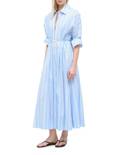 Staud Women's Chi Striped Stretch-Cotton Midi-Dress - Ventura Stripe - Size Large | Thumbnail 3