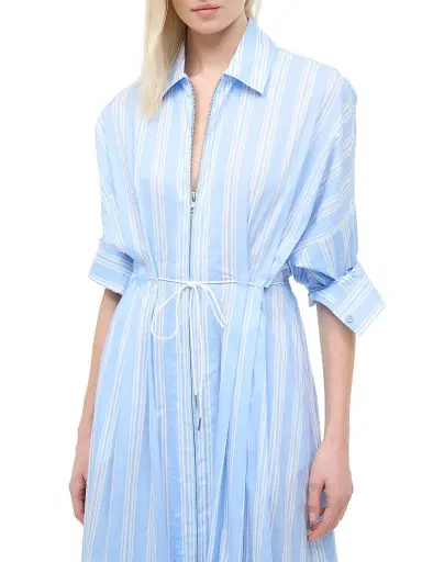 Staud Women's Chi Striped Stretch-Cotton Midi-Dress - Ventura Stripe - Size Large | Thumbnail 6