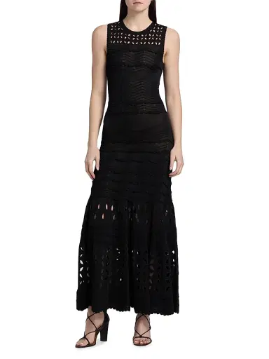 Ulla Johnson Women's Lakshmi Eyelet Maxi Dress - Noir - Size Medium | Thumbnail 3