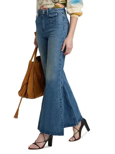 Ulla Johnson Women's Odelia Faded Flare Jeans - Danube - Size 30 | Thumbnail 4