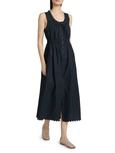 Frame Women's The Serene Cotton Midi-Dress - Navy - Size Large | Thumbnail 2 Frame Women's The Serene Cotton Midi-Dress - Navy - Size Large | Thumbnail 2