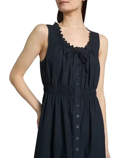 Frame Women's The Serene Cotton Midi-Dress - Navy - Size Large | Thumbnail 6 Frame Women's The Serene Cotton Midi-Dress - Navy - Size Large | Thumbnail 6