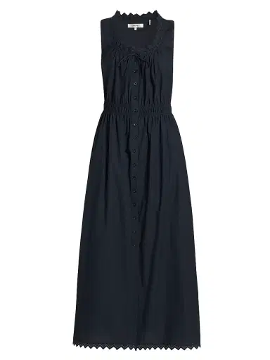 Frame Women's The Serene Cotton Midi-Dress - Navy - Size Large | Thumbnail 1 Frame Women's The Serene Cotton Midi-Dress - Navy - Size Large | Thumbnail 1