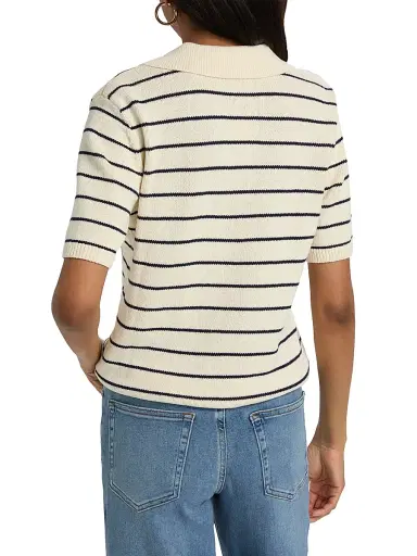 Frame Women's Striped Cotton Polo Shirt | Thumbnail 5 Frame Women's Striped Cotton Polo Shirt | Thumbnail 5