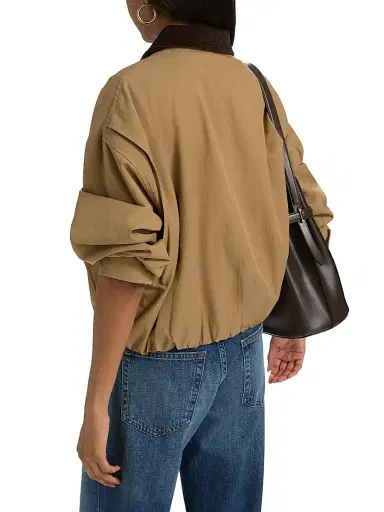 FRAME Women's The Cord Bubble-Hem Cotton-Blend Jacket - Camel | Thumbnail 5 FRAME Women's The Cord Bubble-Hem Cotton-Blend Jacket - Camel | Thumbnail 5