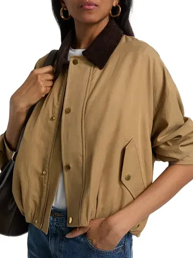 FRAME Women's The Cord Bubble-Hem Cotton-Blend Jacket - Camel | Thumbnail 6 FRAME Women's The Cord Bubble-Hem Cotton-Blend Jacket - Camel | Thumbnail 6