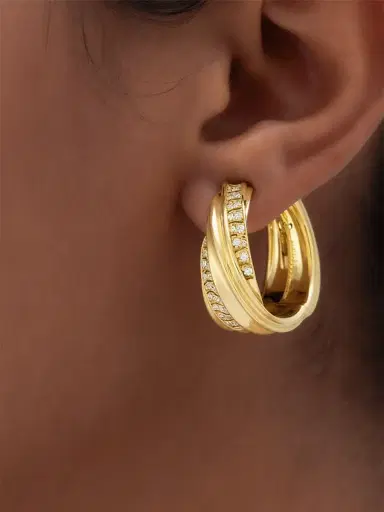 Hueb Women's Dunas 18K Yellow Gold & 0.22 TCW Diamond Hoop Earrings - Yellow Gold | Thumbnail 2