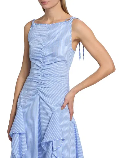 Aknvas Women's Morgan Striped Cotton-Blend Poplin Midi-Dress - Blue Stripe - Size 4 | Thumbnail 6