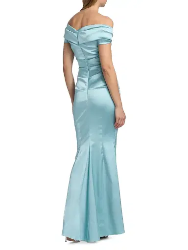 Talbot Runhof Women's Asymmetric Draped Satin Gown - Baby Blue - Size 4 | Thumbnail 5 Talbot Runhof Women's Asymmetric Draped Satin Gown - Baby Blue - Size 4 | Thumbnail 5