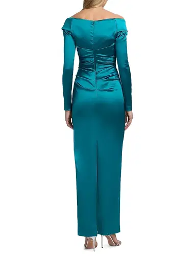 Talbot Runhof Women's Satin Long-Sleeve Column Gown - Bay - Size 4 | Thumbnail 5 Talbot Runhof Women's Satin Long-Sleeve Column Gown - Bay - Size 4 | Thumbnail 5