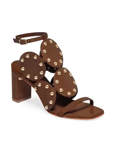 Bernardo 1946 Women's New Moon 75MM Studded Heeled Sandals - Saddle | Thumbnail 2