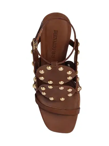 Bernardo 1946 Women's New Moon 75MM Studded Heeled Sandals - Saddle | Thumbnail 3
