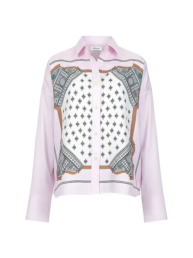 Women's Sirene Scarf-Front Shirt - Pink Multicolor