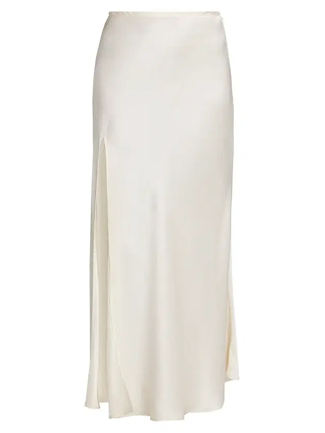 LaPointe Women's Satin Bias Slit Midi-Skirt - Cream