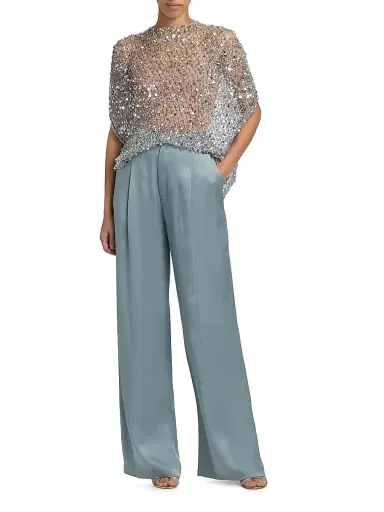 Lapointe Women's Pleated Satin Relaxed-Fit Pants - Light Slate | Thumbnail 2 Lapointe Women's Pleated Satin Relaxed-Fit Pants - Light Slate | Thumbnail 2
