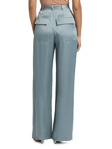 Lapointe Women's Pleated Satin Relaxed-Fit Pants - Light Slate | Thumbnail 5 Lapointe Women's Pleated Satin Relaxed-Fit Pants - Light Slate | Thumbnail 5