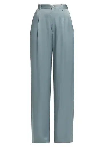 Lapointe Women's Pleated Satin Relaxed-Fit Pants - Light Slate | Thumbnail 1 Lapointe Women's Pleated Satin Relaxed-Fit Pants - Light Slate | Thumbnail 1