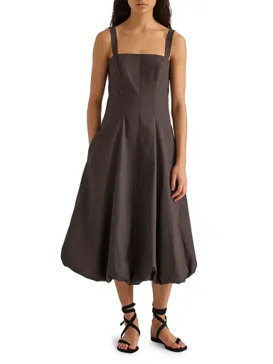Proenza Schouler White Label Women's Ella Rumpled Cotton Midi-Dress | Thumbnail 3 Proenza Schouler White Label Women's Ella Rumpled Cotton Midi-Dress | Thumbnail 3