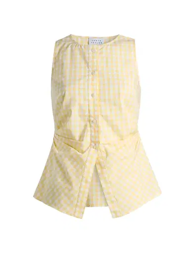 TANYA TAYLOR Women's Oscar Gingham Cotton Side Pleat Top | Thumbnail 1 TANYA TAYLOR Women's Oscar Gingham Cotton Side Pleat Top | Thumbnail 1