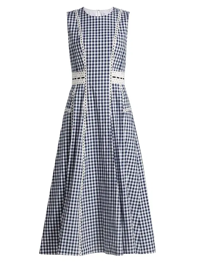 Women's Sloane Gingham Eyelet Midi-Dress - Maritime Blue Multi