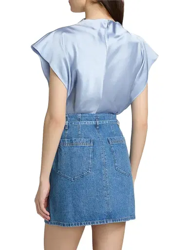 Tanya Taylor Women's Adrien Satin Crepe Top - Powder Blue | Thumbnail 5
