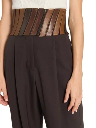 Alaïa Women's Wool Pleated-Front Belted Pants - Ebene - Size 12 | Thumbnail 6 Alaïa Women's Wool Pleated-Front Belted Pants - Ebene - Size 12 | Thumbnail 6