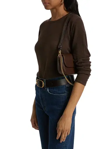 MAJESTIC FILATURES Women's Crewneck Cashmere Sweater - Chocolat - Size Medium | Thumbnail 4