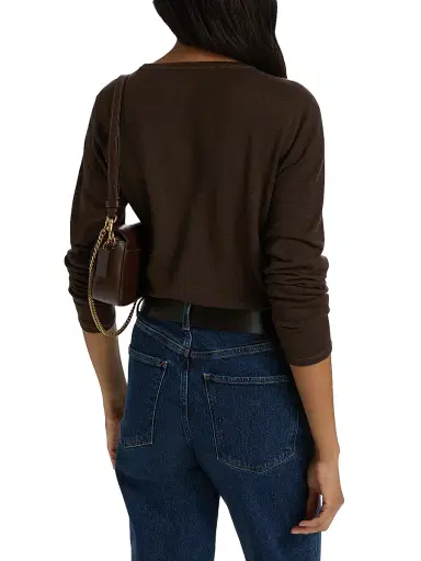 MAJESTIC FILATURES Women's Crewneck Cashmere Sweater - Chocolat - Size Medium | Thumbnail 5