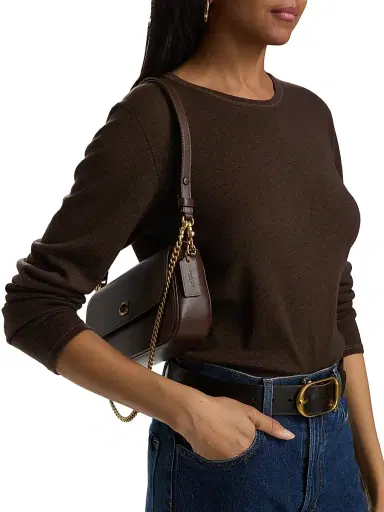 MAJESTIC FILATURES Women's Crewneck Cashmere Sweater - Chocolat - Size Medium | Thumbnail 6