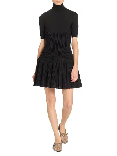 Alaïa Women's Rib-Knit Sculpted Minidress - Noir - Size 8 | Thumbnail 2 Alaïa Women's Rib-Knit Sculpted Minidress - Noir - Size 8 | Thumbnail 2