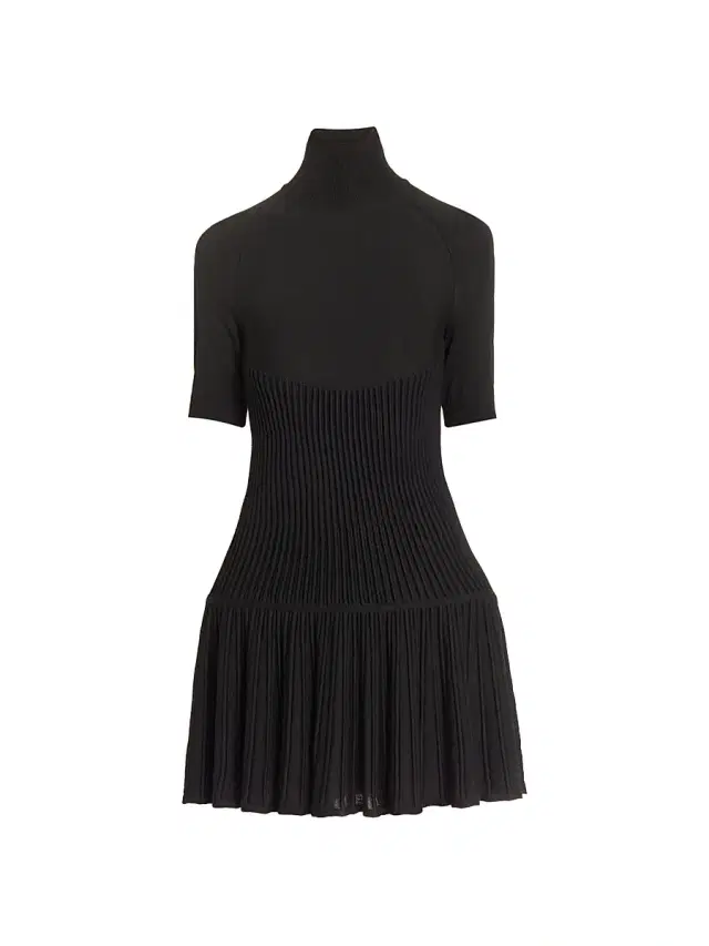 Women's Rib-Knit Sculpted Minidress - Noir Alaia