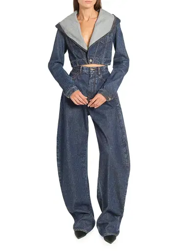 Alaïa Women's Hooded Denim Jacket - Dock Blue | Thumbnail 2