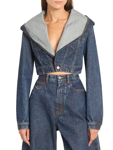 Alaïa Women's Hooded Denim Jacket - Dock Blue | Thumbnail 3
