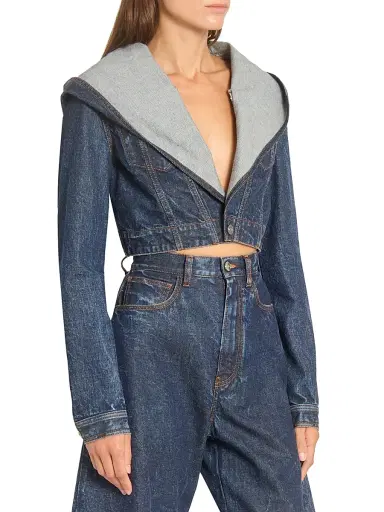 Alaïa Women's Hooded Denim Jacket - Dock Blue | Thumbnail 4