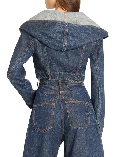 Alaïa Women's Hooded Denim Jacket - Dock Blue | Thumbnail 5
